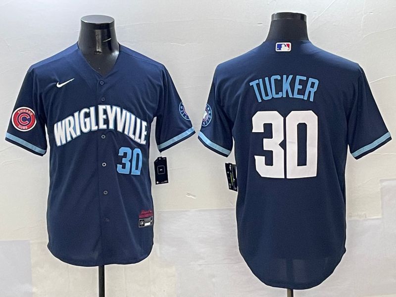 Men Chicago Cubs 30 Tucker Dark Blue City Edition 2025 Nike MLB Jersey style 9